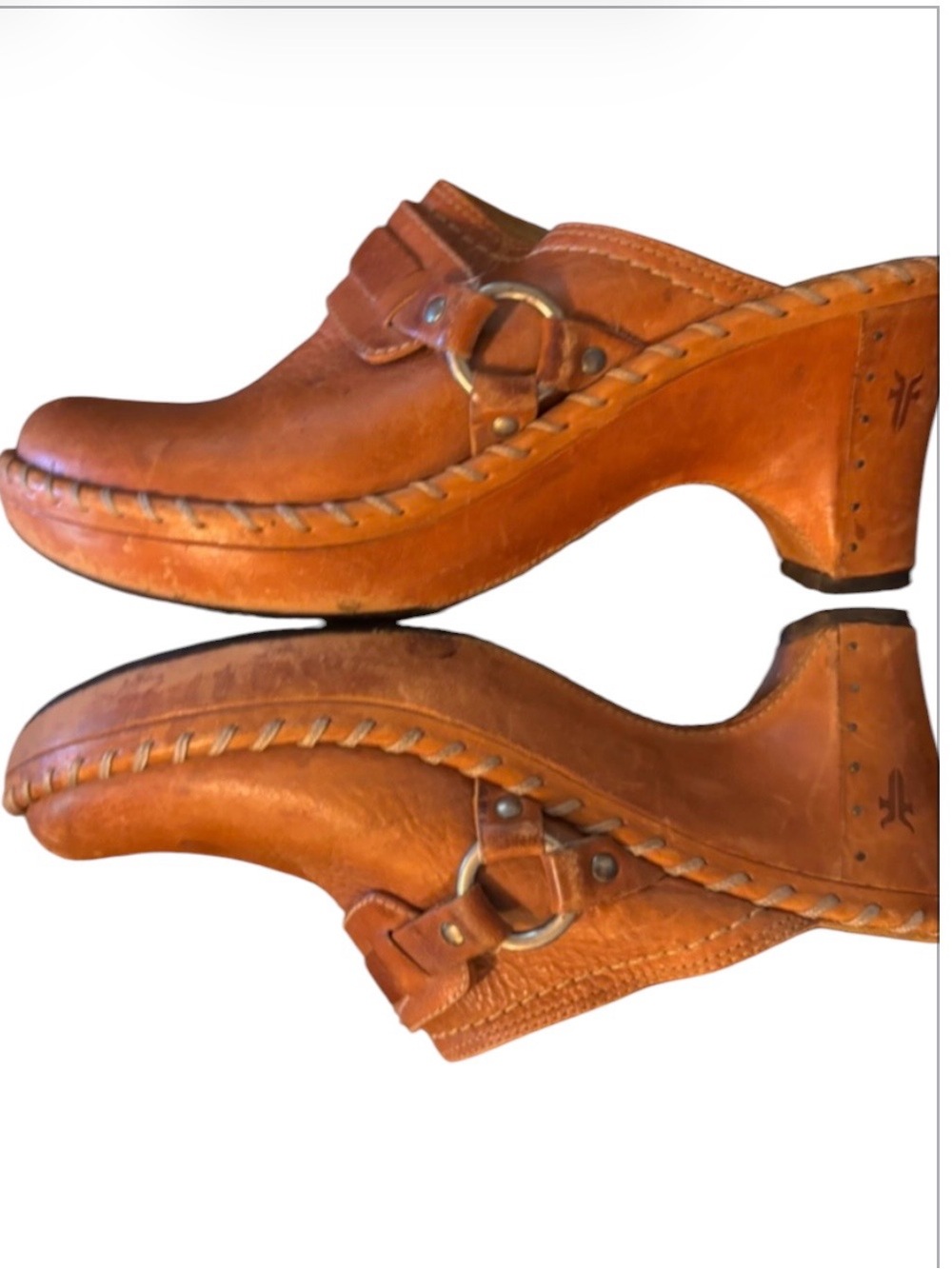 Frye leather Harness mule clogs Sz 8.5 - Picture 3 of 9